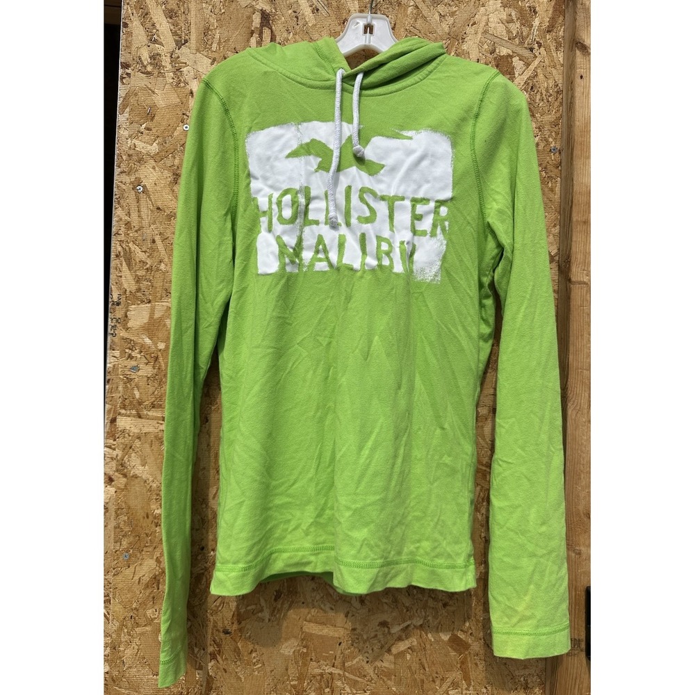 Y2K Hollister Malibu Men's Green Logo‎ Drawstring Hoodie Size Large
